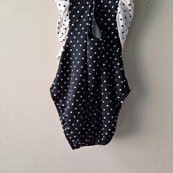 Talbots Miraclesuit One Piece Swimsuit High Neck Mixed Dot Black & White Size 16 - Picture 10 of 15